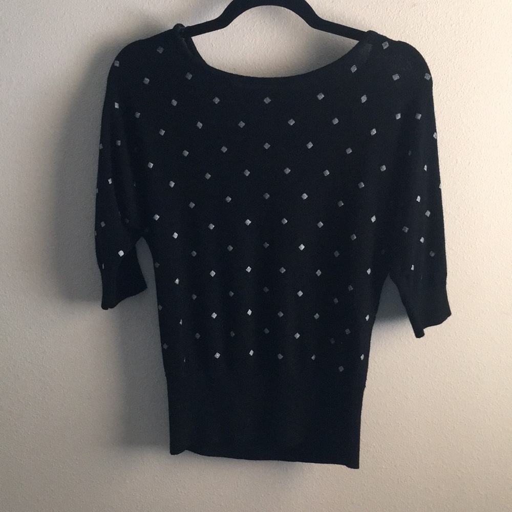 White House Black Market black & silver blouse - Picture 5 of 6